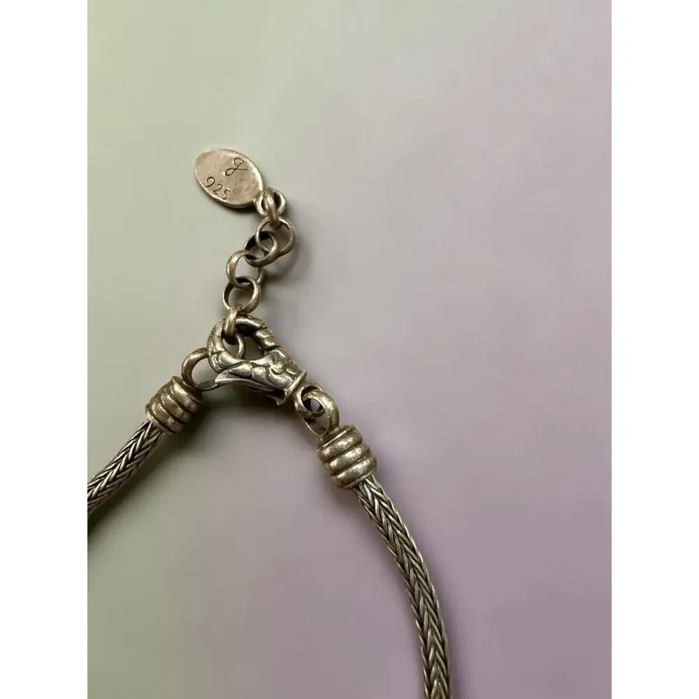 Samuel B 925 Sterling Silver Wheat Chain Gemstone Charm Bracelet Boho 9